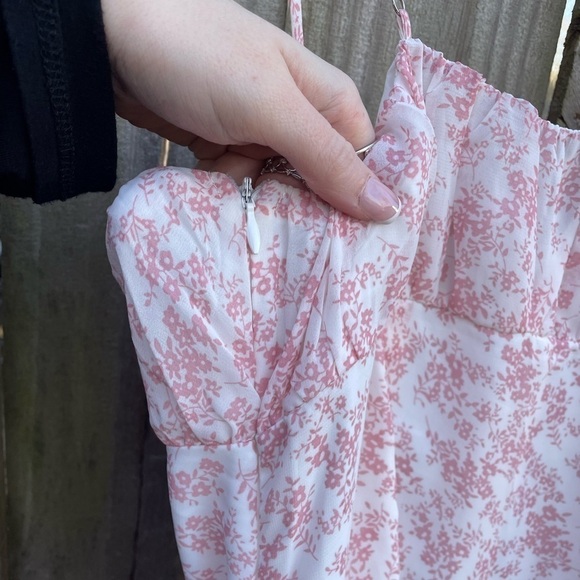 PRINCESS POLLY Y2K IVY HOLLOW RUCHED MINI DRESS WHITE/PINK - Picture 12 of 13